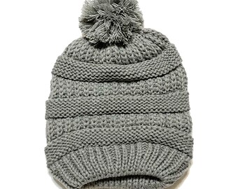 Hat Hut Bonnet doublé de satin pour enfants - Bonnet d'hiver pour bébés garçons et filles - Bonnet tricoté à revers avec doublure en soie, Beige, One Size