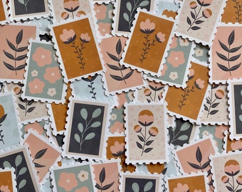 Timbres de fleurs | jeu d’autocollants de 5