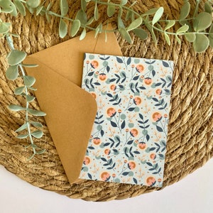 Motif floral bleu clair | Carte pliée