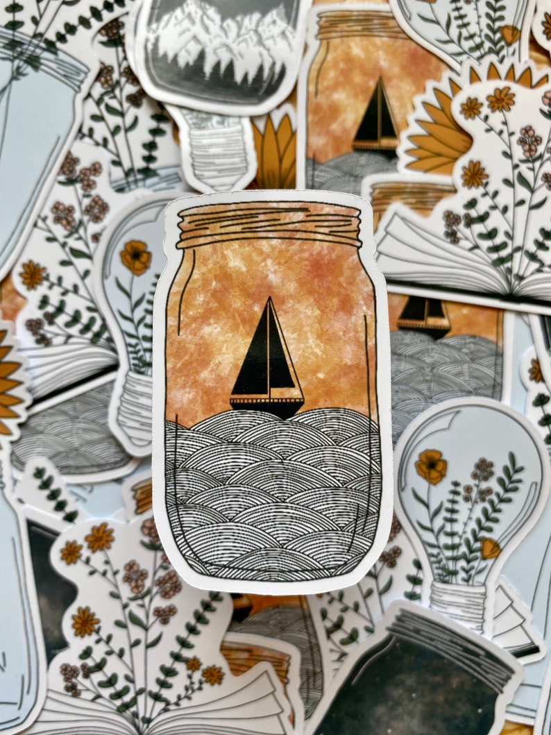 Flowers and Mason Jars Sticker Set of 6 Etsy Canada