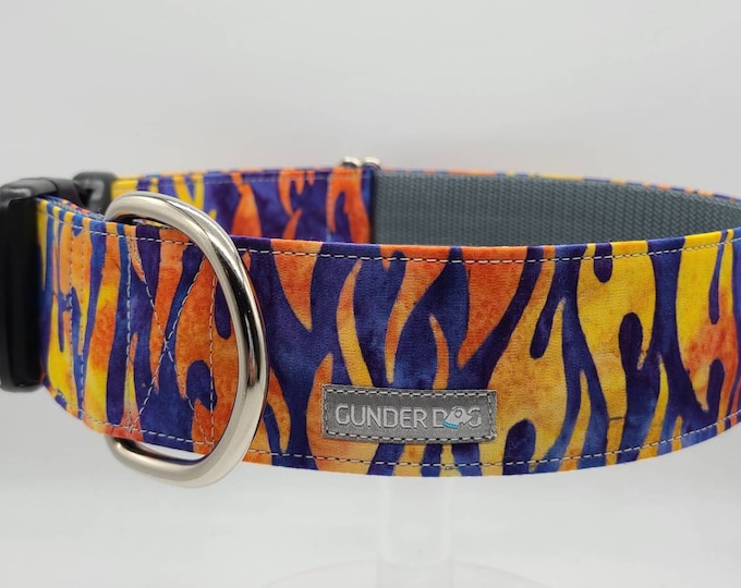 Buckle, Dog Collar, Great Dane, Labrador, Labradoodle, Boxer, Shepherd, Golden Retriever, Goldendoodle, Large Breed ~ Hot Wheels Flames