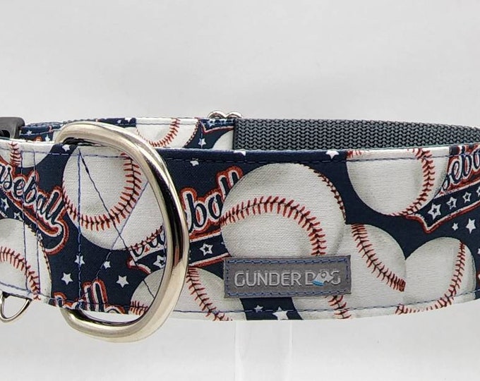 Buckle, Dog Collar, Great Dane, Labrador, Labradoodle, Boxer, Shepherd, Golden Retriever, Goldendoodle, Large Breed ~ Baseball - Play ball!