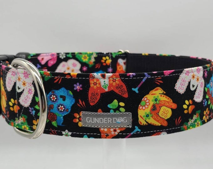 Buckle, Dog Collar, Great Dane, Labrador, Labradoodle, Boxer, Shepherd, Retriever, Goldendoodle, Large Breed ~ Fancy Dog Sugar Skulls