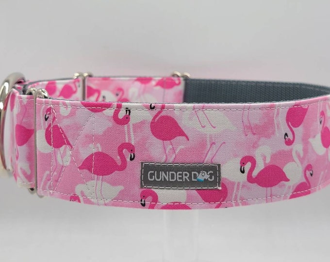 Martingale, Dog Collar, Great Dane, Labrador, Labradoodle, Boxer, Shepherd, Golden Retriever, Goldendoodle, Large Breed ~ Pink Flamingos