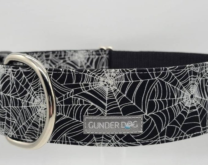 Buckle, Dog Collar, Great Dane, Labrador, Labradoodle, Boxer, Shepherd, Retriever, Goldendoodle, Large Breed ~ Glow In The Dark Spider Webs