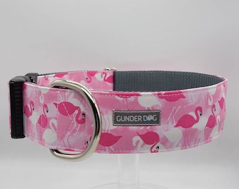 Buckle, Dog Collar, Great Dane, Labrador, Labradoodle, Boxer, German Shepherd, Golden Retriever, Goldendoodle, Large Breed ~ Pink Flamingo