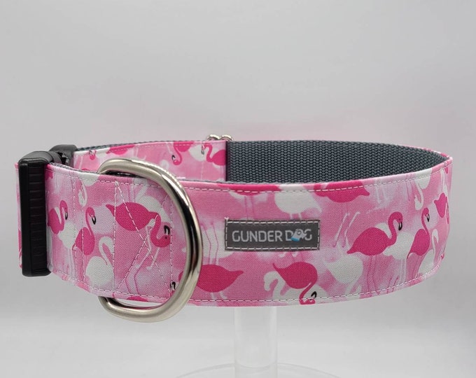 Buckle, Dog Collar, Great Dane, Labrador, Labradoodle, Boxer, German Shepherd, Golden Retriever, Goldendoodle, Large Breed ~ Pink Flamingo