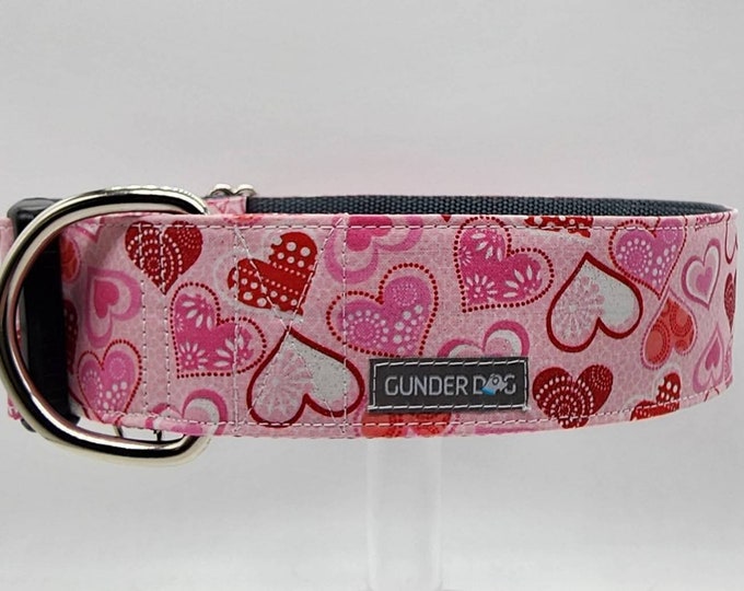 Buckle, Dog Collar, Great Dane, Labrador, Labradoodle, Boxer, Shepherd, Golden Retriever, Goldendoodle, Large Breed ~ Pink Glitter Hearts