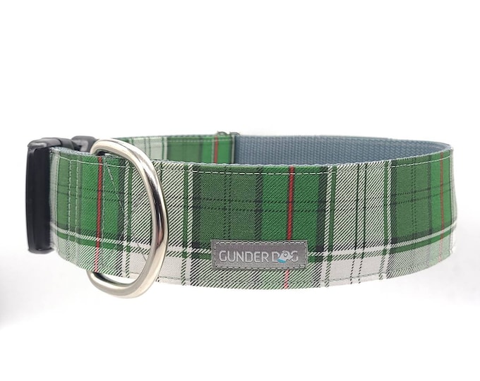 Buckle, Dog Collar, Great Dane, Labrador, Labradoodle, Boxer,  Shepherd, Retriever, Goldendoodle ~ Holiday Green Plaid