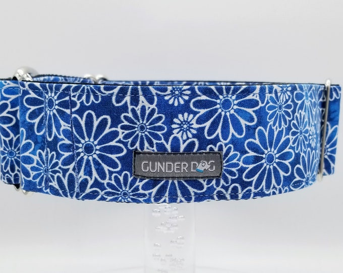 Martingale, Dog Collar, Great Dane, Labrador, Labradoodle, Boxer, German Shepherd, Golden Retriever, Goldendoodle, Large Breed ~ Blue Daisy