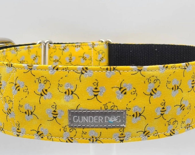 Martingale, Dog Collar, Large Breed, Great Dane, Labrador, Labradoodle, Boxer, Shepherd, Golden Retriever - Bumblebee - Glitter