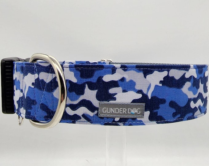 Martingale, Dog Collar, Great Dane, Labrador, Labradoodle, Boxer, German Shepherd, Golden Retriever, Goldendoodle, Large Breed ~ Blue Camo