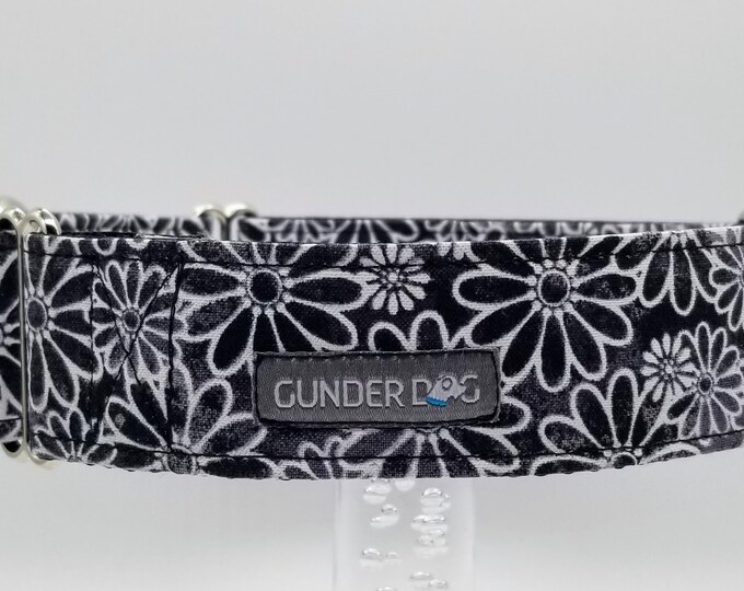 Martingale, Dog Collar, Great Dane, Labrador, Labradoodle, Boxer, German Shepherd, Golden Retriever, Goldendoodle, Large Breed ~ Black Daisy