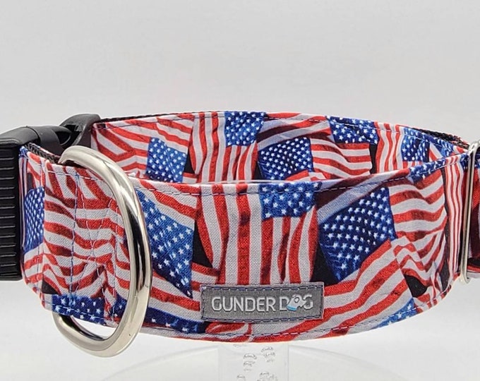 Buckle, Dog Collar, Great Dane, Labrador, Labradoodle, Boxer, German Shepherd, Golden Retriever, Goldendoodle, Large Breed ~ Old Glory