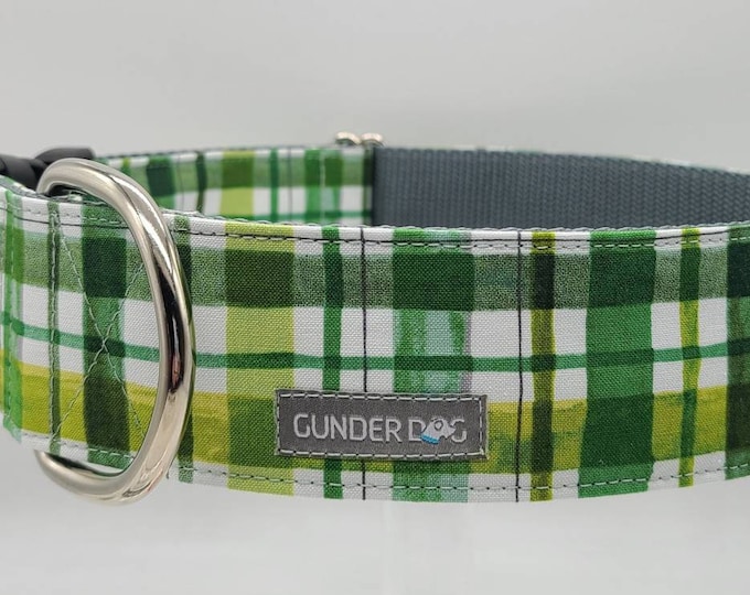 Buckle, Dog Collar, Great Dane, Labrador, Labradoodle, Boxer, Shepherd, Golden Retriever, Goldendoodle, Large Breed ~ St. Patty's Plaid