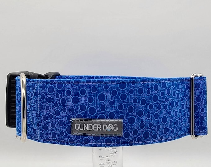 Buckle, Dog Collar, Great Dane, Labrador, Labradoodle, Boxer, German Shepherd, Golden Retriever, Goldendoodle, Large Breed ~ Blue Bubbles