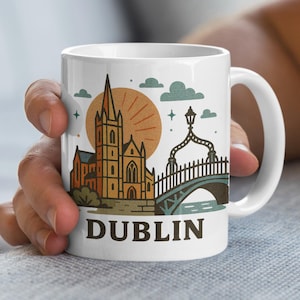Dublin Ireland Mug, Cityscape Coffee Cup, Ireland Souvenir, Dublin Skyline, Ireland Travel Gift, Architecture Art Mug