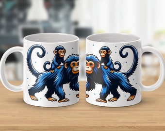 Playful Monkey Cartoon Mug, Cute Animal Coffee Cup, Fun Gift for Monkey Lovers, Kids Jungle Theme Kitchenware