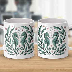 Seahorse Mug, Ocean Lover Gift, Sea Life Coffee Cup, Unique Mug Design, Coastal Home Decor, Gift for Her, Beach Theme Mug