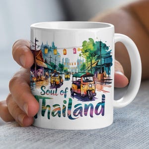 Bangkok, Soul of Thailand Mug, Travel Mug, Thailand Gift, Thailand Souvenir, Watercolor Thailand, Bangkok Mug, Tuk Tuk Mug, Thailand Art