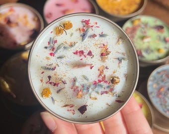 Your Choice of Scent | 4oz Gold Tin Candle | Custom Options Available | Clean and Slow Burning Coconut Wax | Certified Clean Scents