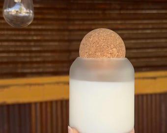 Frosted Glass Candle with Cork Lid | Coconut Wax, 50+ Hour Burn Time