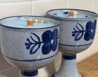 Bergamot Rosewood Scented Candle | Reusable Ceramic Goblet | Handmade with Clean and Slow Burning Coconut Wax