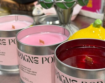 Champagne Pop Scented Candle | Paint Can Candle | Handmade with Coconut Wax | Clean + Slow Burning