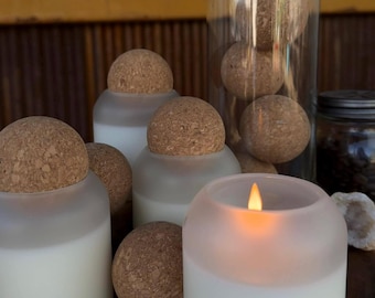 Cork Ball Candle, Any Scent | Unique Frosted Glass | Clean and Slow Burning Coconut Wax Candle | Multiple Scents to Choose From