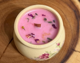 Flower Child Scented Candle | Ready to Ship, One of a Kind | Handmade with Coconut Wax & Wood Wicks