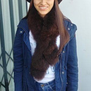 Brown baby Alpaca Fur Scarf, peruvian scarf , Super Soft, Warm and Fluffy