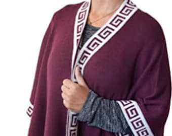 Luxuriöse peruanische klassische ärmellose Alpaka Cape, Wrap Damen Schal, Frauen Cape, Alpaka Poncho Frauen