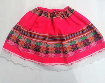 colorful peruvian fabric skirt , Multi Color Girls Skirt