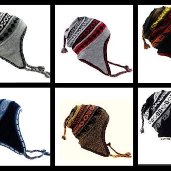 Chapeau unisex péruvien d’alpaga avec des écouteurs 100% doublure, chapeau doux de bonnet de doublure de toison, chullo d’alpaga