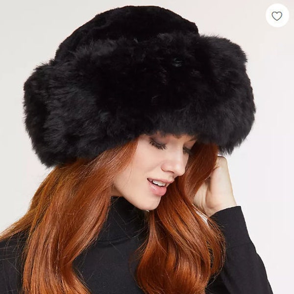 NEW Ladies Womens FINE 100% Baby Alpaca Black Fur Hat