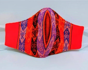 Peruvian colorful  fabric Face mask with Triple Layer , Vibrant Colors  , washable face mask Very Good Quality