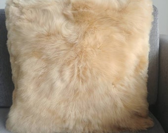 100% Baby Alpaca Fur Cushion Covers, Beige pillow cover