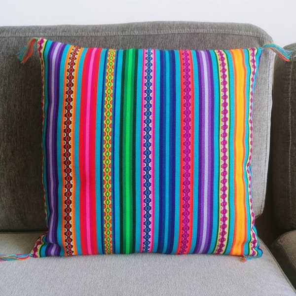 Peruvian Ethnic Pillow cover, colorful Peruvian fabric, bright colors, colorful fabric textile , cushion cover , many sizes available