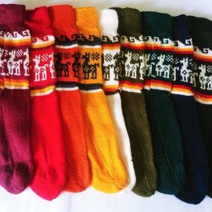 lot of 3 unisex socks , Peruvian alpaca socks , colorful socks , ethnic llama design , bright colors