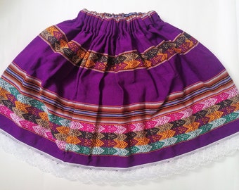 kleurrijke Peruaanse stoffen rok, Multi Color Girls Rok