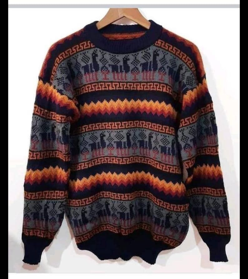 Alpaca sweaterLlama desing Unisex alpaca sweater cardigan Etsy