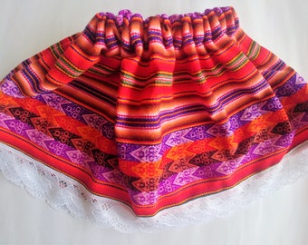 colorful peruvian fabric skirt , Multi Color Girls Skirt