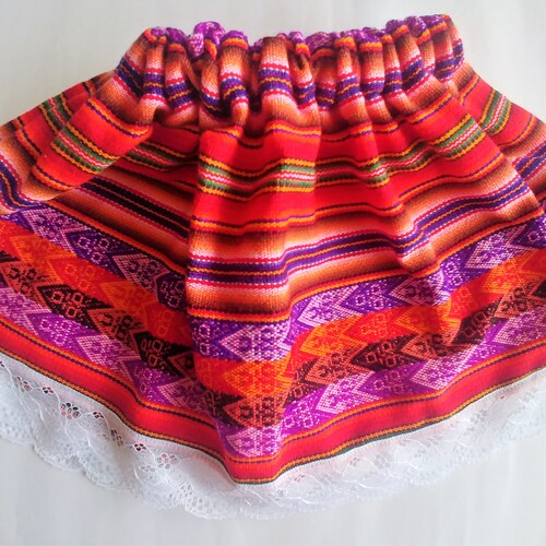Colorful Peruvian Fabric Skirt Multi Color Girls Skirt Etsy