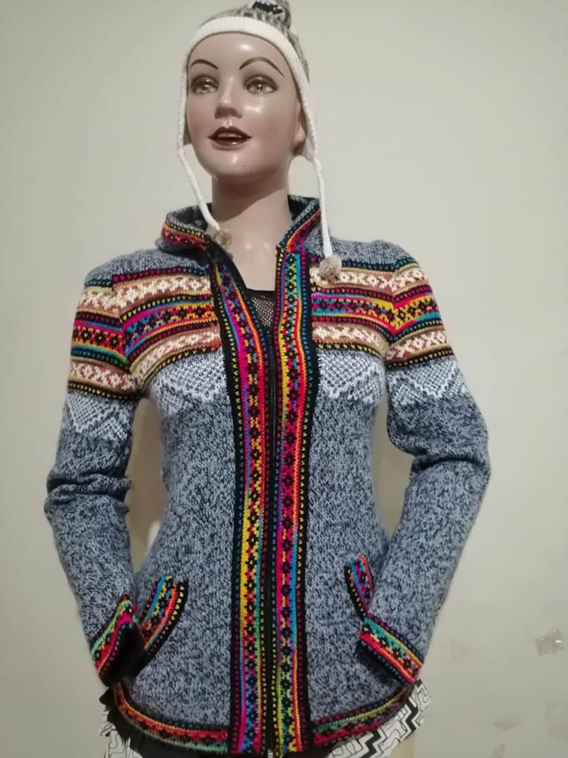 Zipped Hoodie Long Alpaca Knit