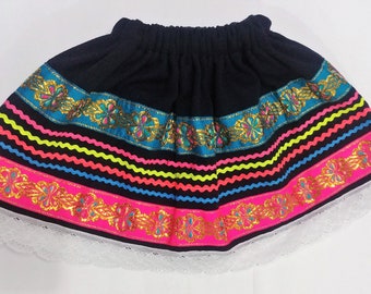 colorful peruvian fabric skirt , Multi Color Girls Skirt