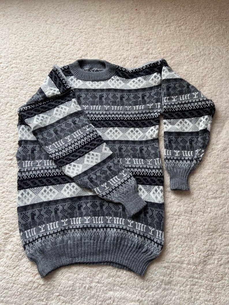 Alpaca Sweaterllama Desing Unisex Alpaca Sweater Cardigan Etsy