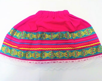 colorful peruvian fabric skirt , Multi Color Girls Skirt