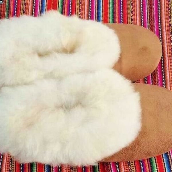 Unisex Alpaca Beige Slippers - all sizes available