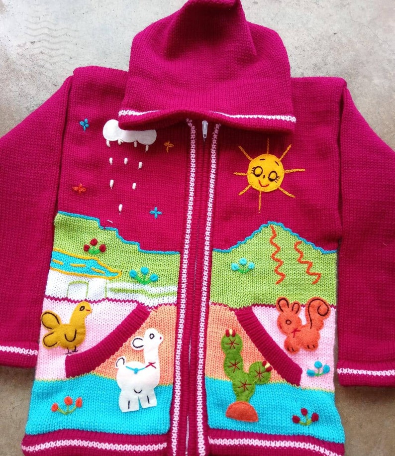 cardigan maglione in lana per bambini con dettagli ricamati scegli il tuo colore immagine 4