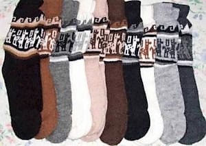 Peruvian alpaca socks 1 pair natural colors , ethnic llama design